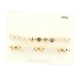 White Trendy Love Message Faceted Beaded Stretch Bracelets, Get ready with these Bracelet, put on a pop of color to complete your ensemble. Perfect for adding just the right amount of shimmer & shine and a touch of class to special events. Perfect Birthday Gift, Valentine's Gift, Anniversary Gift, Mother's Day Gift, Graduation Gift.