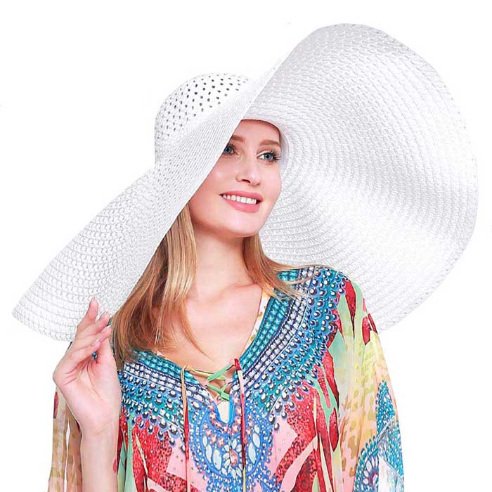 White Trendy Solid Straw Sun Hat, adds a great accent to your wardrobe, This elegant, timeless & classic Hat looks cool & fashionable. Perfect for that bad hair day, or simply casual everyday wear; Great gift for that fashionable on-trend friend. Perfect Gift Birthday, Holiday, Anniversary, Valentine's Day.