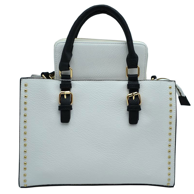 White  Womens Stylist 3 IN 1 Faux Leather Tote Hand Bag, This tote features a top Zipper closure and has one big main compartment. That is specious enough to hold all your essentials. Every outfit needs to be planned with this adorable handbag. This tote Bags for women are perfect for any occasion - whether you are heading to work, on a weekend getaway, going to a party, or traveling, they are your perfect daily companion to over your hand & make great gifts too.