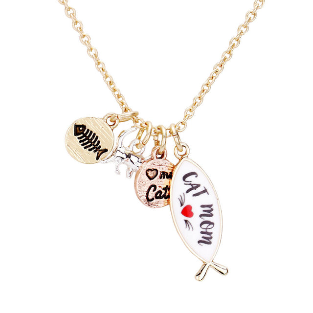 White Worn Gold Cat Mom Pendant Necklace, these Mom Pendant necklace can light up any outfit, This piece is versatile and goes with practically anything! Make your mother feel special by giving this Mom pendant necklace as a gift and expressing your love for your mother. This Animal theme Mom Pendant Necklace is perfect Mother's Day gift for all the special women in your life as well as for the women in your lives who love cat.