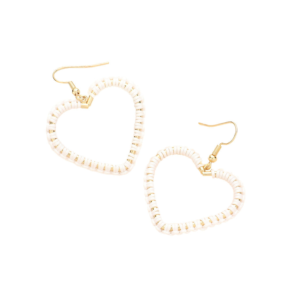 White Woven Thread Open Metal Heart Dangle Earrings, Take your love for statement accessorizing to a new level of affection with the heart dangle earrings. These earring crafted with Woven Thread and a heart design adds a gorgeous glow to any outfit. Adorable and will get you into that holiday mood in an instant! Wear these gorgeous earrings to make you stand out from the crowd & show your trendy choice this valentine.