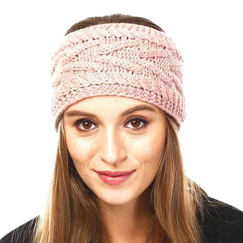 Wide Solid Pink Cable Knit Earmuff Headband Soft Pink Knit Ear Warmer Headband soft cable knit ear warmer will shield you from cold weather ensuring all day comfort. The ear band is wide, soft & comfortable adding a sleek style to your ensemble. Perfect Gift Christmas, Birthday, Holiday, Anniversary, Valentine's Day, Loved One