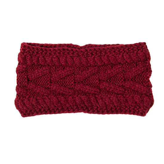 Wide Solid Burgundy Cable Knit Earmuff Headband Soft Burgundy Knit Ear Warmer Headband soft cable knit ear warmer will shield you from cold weather ensuring all day comfort. The ear band is wide, soft & comfortable adding a sleek style to your ensemble. Perfect Gift Christmas, Birthday, Holiday, Anniversary, Valentine's Day, Loved One