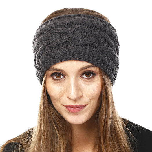 Wide Solid Gray Cable Knit Earmuff Headband Soft Gray Knit Ear Warmer Headband soft cable knit ear warmer will shield you from cold weather ensuring all day comfort. The ear band is wide, soft & comfortable adding a sleek style to your ensemble. Perfect Gift Christmas, Birthday, Holiday, Anniversary, Valentine's Day, Loved One