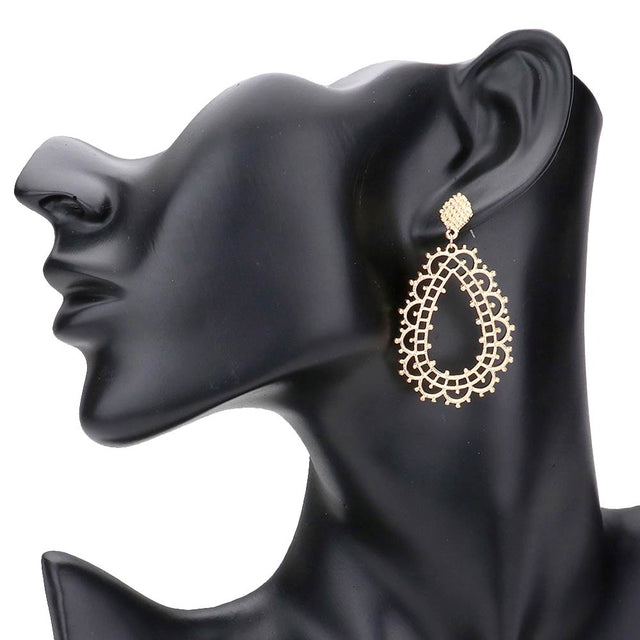 Worn Gold Cut Out Detailed Metal Teardrop Dangle Earrings, beautifully crafted design adds a gorgeous glow to any outfit with a touch of perfect class. Jewelry that fits your lifestyle and makes your moments awesome! They will dangle on your earlobes & bring a smile of joy to those who look at you. Look like the ultimate fashionista with these Earrings! Add something special to your outfit. Perfect Birthday Gift, Anniversary Gift, Mother's Day Gift, Graduation Gift.