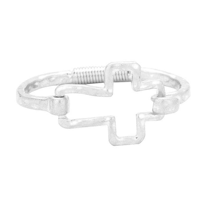 Worn Silver Hammered Open Metal Cross Hook Bracelet. Get ready with these necklace, put on a pop of shine to complete your ensemble. Perfect for adding just the right amount of shimmer and a touch of class to special events, Wedding and Evening. Awesome gift for birthday, Anniversary, Valentine’s Day or any special occasion.