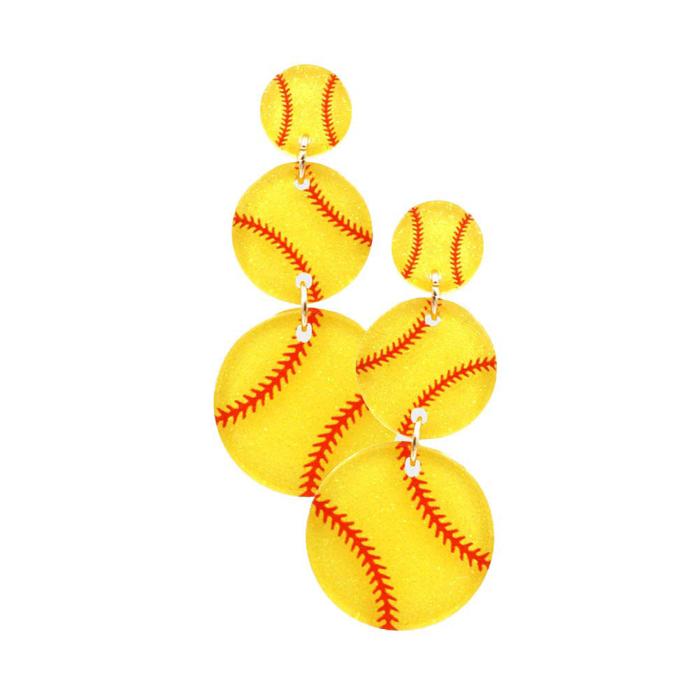 Yellow Acetate Softball Link Earrings. These fashionable trendy sports themed link earrings are suitable for every girl! Wearing it, you are a unique fashion in the crowd, adding a pop of pretty color. Enhance your attire with these vibrant artisanal earrings to show off your fun trendsetting style These gorgeous earrings are unique in design, light and sparky. Perfect for Valentine’s Day, bachelorette party, Beach Party.