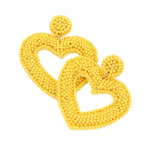 Yellow Beaded Open Heart Drop Earrings, put on a pop of color to complete your ensemble. Beautifully crafted design adds a gorgeous glow to any outfit. Perfect for adding just the right amount of shimmer & shine. Perfect for Birthday Gift, Anniversary Gift, Mother's Day Gift, Graduation Gift, Valentine's Day Gift.