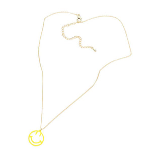 Yellow Brass Metal Smile Pendant Necklace, Get ready with these Pendant Necklace, put on a pop of color to complete your ensemble. Perfect for adding just the right amount of shimmer & shine and a touch of class to special events. Perfect Birthday Gift, Anniversary Gift, Mother's Day Gift or any special occasion.