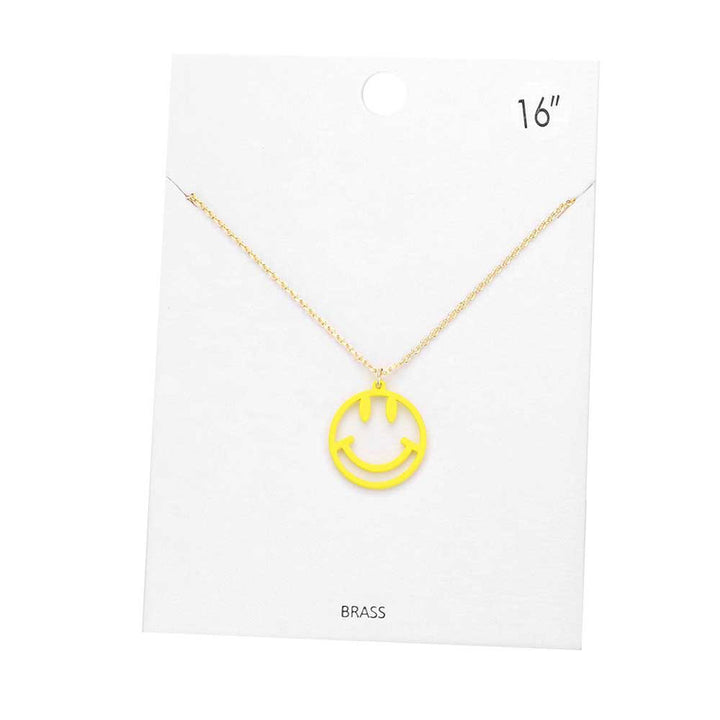 Yellow Brass Metal Smile Pendant Necklace, Get ready with these Pendant Necklace, put on a pop of color to complete your ensemble. Perfect for adding just the right amount of shimmer & shine and a touch of class to special events. Perfect Birthday Gift, Anniversary Gift, Mother's Day Gift or any special occasion.