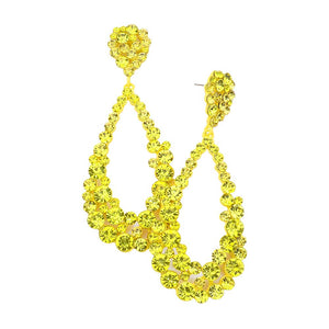 Yellow Crystal Bubble Cluster Teardrop Evening Earrings, These gorgeous Crystal pieces will show your class in any special occasion. The elegance of these crystal evening earrings goes unmatched. Perfect jewelry to enhance your look. Awesome gift for birthday, Anniversary, Valentine’s Day or any special occasion.