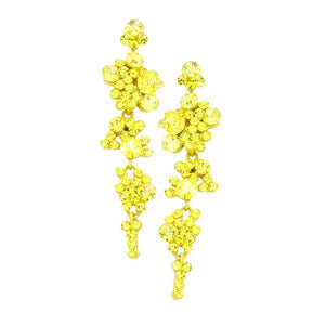 Yellow Pearl Crystal Rhinestone Vine Drop Evening Earrings. Get ready with these bright earrings, put on a pop of color to complete your ensemble. Perfect for adding just the right amount of shimmer & shine and a touch of class to special events. Perfect Birthday Gift, Anniversary Gift, Mother's Day Gift, Graduation Gift.