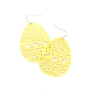 Yellow Cut Out Bunny Detailed Easter Egg Dangle Earrings, embrace the easter spirit with these happy easter bunny egg earrings. These adorable dainty gift earrings are bound to cause a smile or two. Perfect for the festive season. These heart-themed bunny egg earrings are also suitable for daily wear. Delicate designs will never go out of style, unique on special days. Surprise your loved ones on this Easter Sunday occasion. This a great gift idea for your wife, mom, or your loving one.
