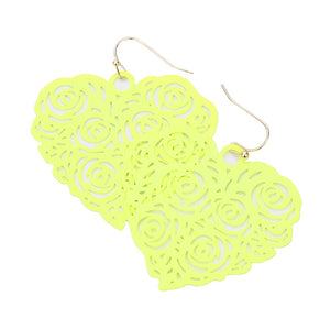 Yellow Cut Out Flower Detailed Brass Metal Heart Dangle Earrings, Take your love for accessorizing to a new level of affection with the floral heart dangle earrings. These earrings are crafted with metal & a heart design that adds a gorgeous glow to any outfit. Adorable and will get you into that lovely mood in an instant! Wear these gorgeous earrings to make you stand out from the crowd & show your trendy choice this valentine.