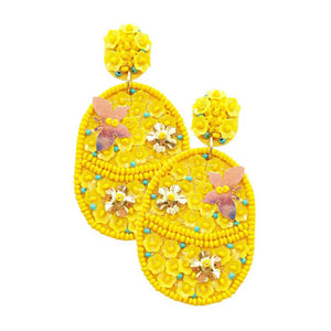 Yellow Felt Back Flower Butterfly Accented Dangle Earrings, put on a pop of color to complete your ensemble. Beautifully crafted design adds a gorgeous glow to any outfit. Perfect jewelry gift to expand a woman's fashion wardrobe with a modern, on trend style. Perfect for Birthday Gift, Anniversary Gift, Mother's Day Gift, Graduation Gift, Valentine's Day Gift.
