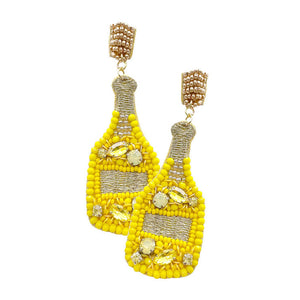 Yellow Felt Back Stone Embellished Champagne Dangle Earrings. Beautifully crafted design adds a gorgeous glow to any outfit. Jewelry that fits your lifestyle! Perfect Birthday Gift, Anniversary Gift, Mother's Day Gift, Anniversary Gift, Graduation Gift, Prom Jewelry, Just Because Gift, Thank you Gift.