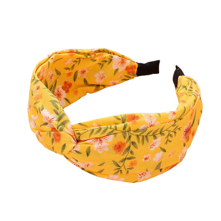 Yellow Flower Leaf Patterned Knot Burnout Headband, create a natural & beautiful look while perfectly matching your color with the easy-to-use flower leaf patterned knot burnout headband. Perfect for everyday wear, special occasions, outdoor festivals, and more. Awesome gift idea for your loved one or yourself.