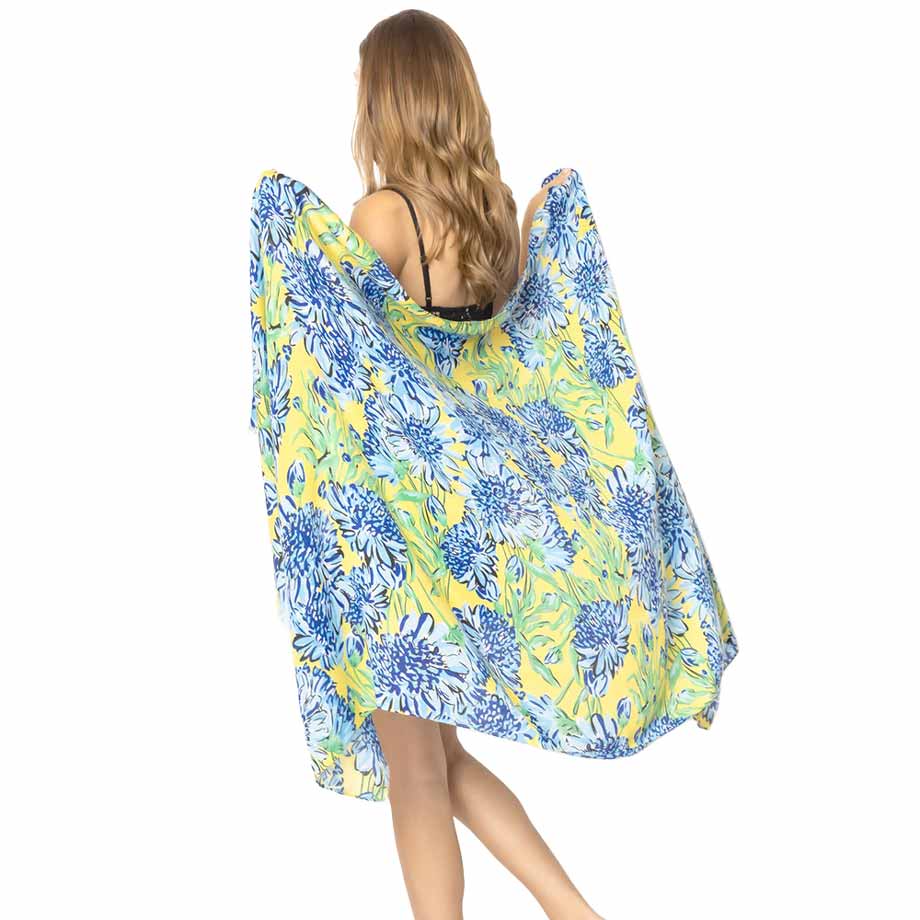 Yellow Flower Printed Oblong Scarf, this timeless flower-printed oblong scarf is soft, lightweight, and breathable fabric, close to the skin, and comfortable to wear. Sophisticated, flattering, and cozy. look perfectly breezy and laid-back as you head to the beach. A fashionable eye-catcher will quickly become one of your favorite accessories.