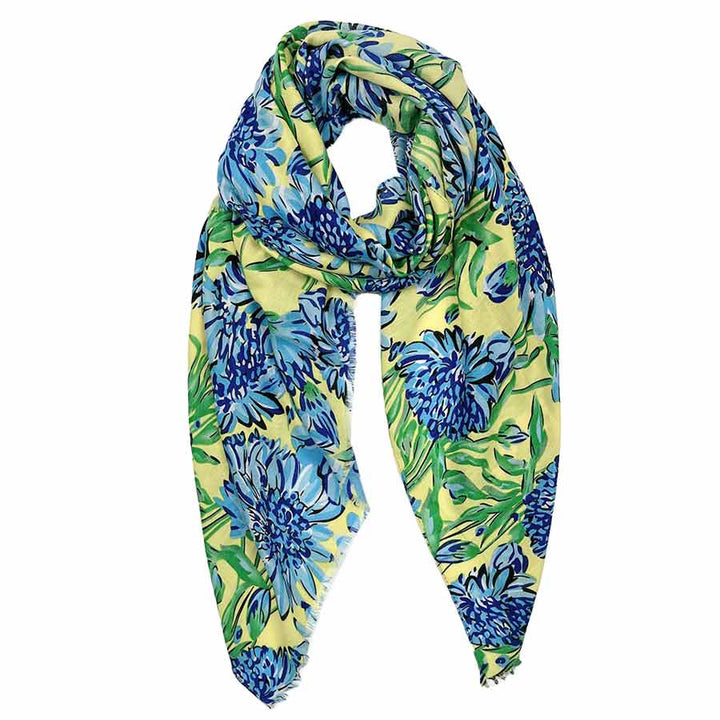 Yellow Flower Printed Oblong Scarf, this timeless flower-printed oblong scarf is soft, lightweight, and breathable fabric, close to the skin, and comfortable to wear. Sophisticated, flattering, and cozy. look perfectly breezy and laid-back as you head to the beach. A fashionable eye-catcher will quickly become one of your favorite accessories.