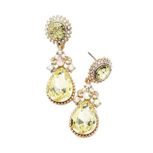 Yellow Glass Crystal Teardrop Dangle Evening Earrings. Look like the ultimate fashionista with these Earrings! Add something special to your outfit this Valentine! special It will be your new favorite accessory. Perfect Birthday Gift, Anniversary Gift, Mother's Day Gift, Graduation Gift, Valentine's Day Gift.