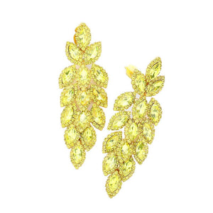 Yellow Marquise Crystal Oval Cluster Vine Clip On Earrings, The perfect set of sparkling earrings adds a sophisticated & stylish glow to any outfit. Perfect for adding just the right amount of shimmer & shine and a touch of class to special events. These earrings pair perfectly with any ensemble from business casual, to night out on the town or a black tie party.