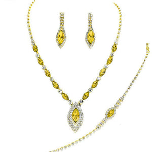 Yellow Marquise Rhinestone Necklace Jewelry Set. These Necklace jewelry sets are Elegant. Beautifully crafted design adds a gorgeous glow to any outfit. Jewelry that fits your lifestyle! Perfect Birthday Gift, Valentine's Gift, Anniversary Gift, Mother's Day Gift, Anniversary Gift, Graduation Gift, Prom Jewelry, Just Because Gift, Thank you Gift.