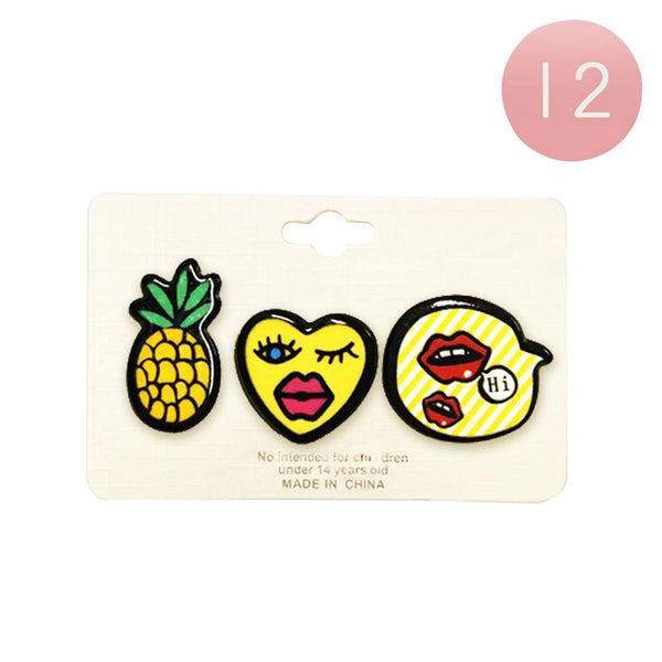 Yellow Pineapple Heart Lips Lapel Mini Pin Brooches. Look like the ultimate fashionista with these Brooches! Add something special to your outfit this Valentine! special It will be your new favorite accessory. Perfect Birthday Gift, Anniversary Gift, Mother's Day Gift, Graduation Gift, Valentine's Day Gift.