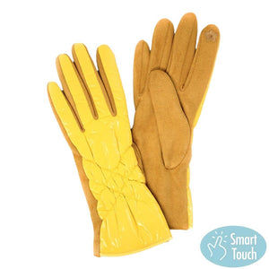 Yellow Puffer Padded Quilted Shiny Smart Touch Tech Gloves, gives your look so much eye-catching texture w cool design, a cozy feel, fashionable, attractive, cute looking in winter season, these warm accessories allow you to use your phones. Perfect Birthday Gift, Valentine's Day Gift, Anniversary Gift, Just Because Gift