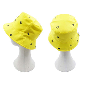 Yellow Reversible Smile Message Heart Patterned Bucket Hat, This elegant, timeless & beautiful Bucket Hat looks cool & fashionable. Before running out the door under the sun, you’ll want to reach for this bucket hat for comfort & beauty. Perfect gift for Birthday, Holiday, Christmas, Anniversary, Valentine's Day or a day out.