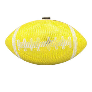 Yellow Rhinestone Football Clutch Bag. Look like the ultimate fashionista when carrying this small chic bag, great for when you need something small to carry or drop in your bag. Keep your keys handy & ready for opening doors as soon as you arrive. Perfect Birthday Gift, Anniversary Gift, Mother's Day Gift.
