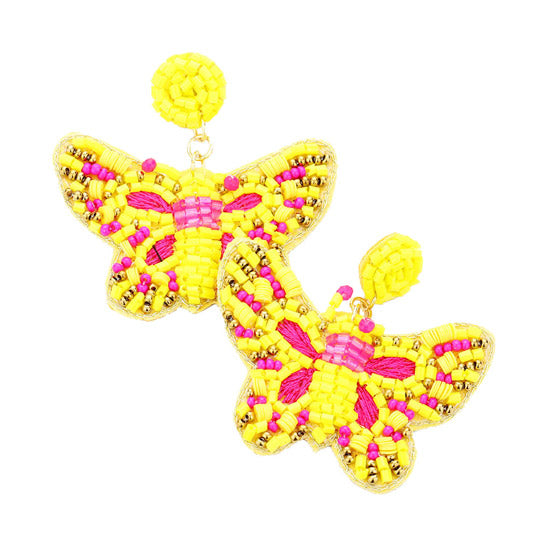 Yellow Handcrafted Butterfly Earrings, jewelry that fits your lifestyle adding a pop of pretty color. Enhance your attire with this vibrant beautiful modish butterfly dangle earrings. Perfect Birthday Gift, Mother's Day Gift, Anniversary Gift, Thank you Gift, Yellow Butterfly Stud Earrings, handmade butterfly earrings