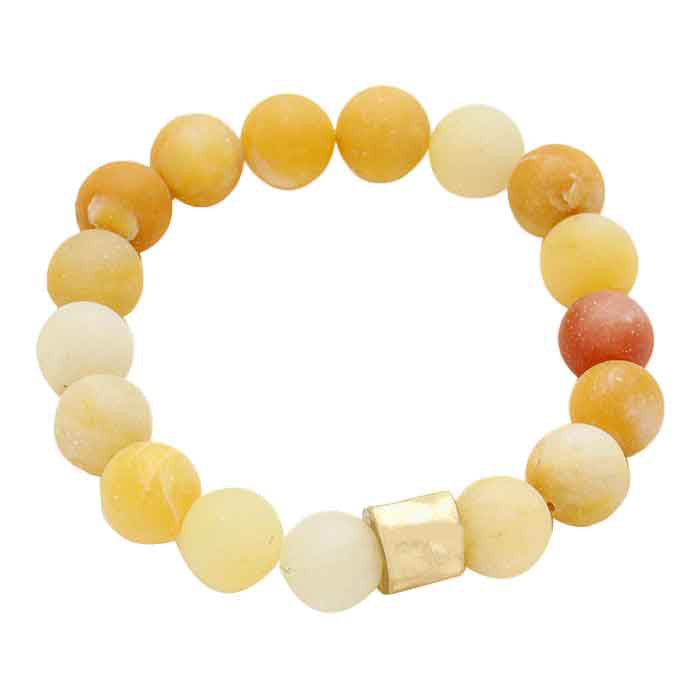 Yellow Semi precious stone beaded stretch bracelet, Look like the ultimate fashionista with these stretch bracelet! this stunning stone beaded bracelet can light up any outfit, and make you feel absolutely flawless. Fabulous fashion and sleek style adds a pop of pretty color to your attire, coordinate with any ensemble from business casual to everyday wear.