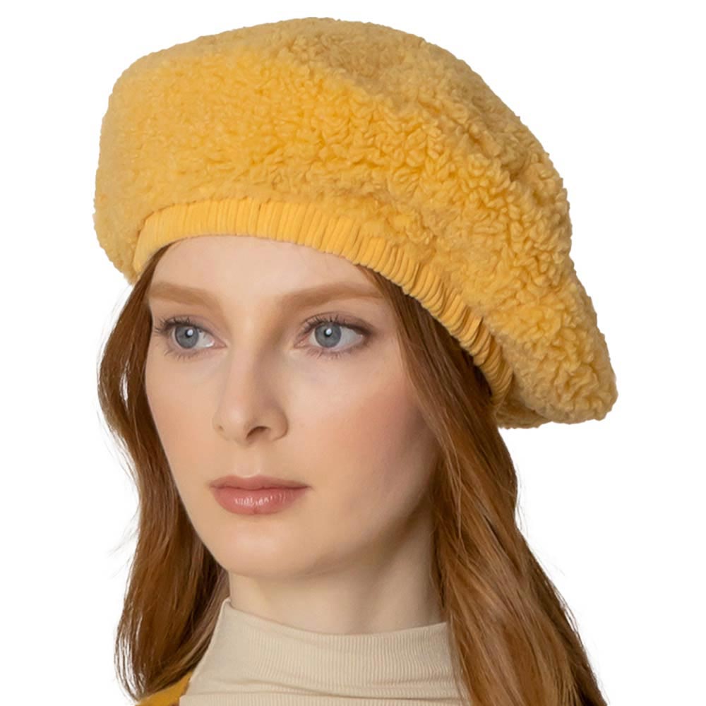 Yellow Solid Sherpa Beret Hat, is made with care and love from very soft and warm yarn that keeps you warm and toasty on cold days and on winter days out. An awesome winter gift accessory! Wear this hat to keep yourself warm in a stylish way at any place any time. The perfect gift for Birthdays, Christmas, Stocking stuffers, holidays, anniversaries, and Valentine's Day, to friends, family, and loved ones. Enjoy the winter with this Sherpa Beret Hat.