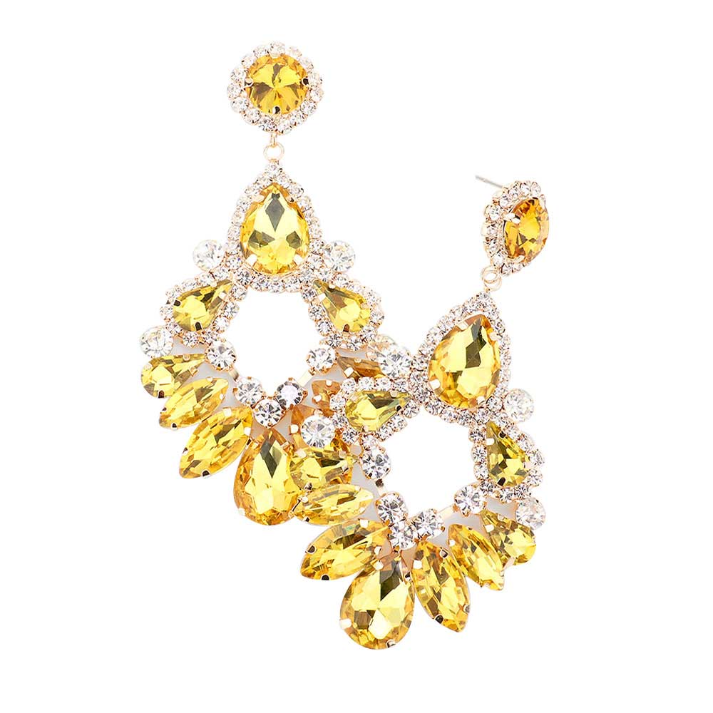 Yellow Teardrop Marquise Crystal Drop Evening Earrings, brings a gorgeous glow to your outfit to show off the royalty on any special occasion. These gorgeous Crystal pieces will show your class in any special occasion. The elegance of these Crystal goes unmatched, great for wearing at a party! Perfect jewelry to enhance your look. Awesome gift for birthday, Anniversary or any special occasion.