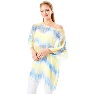Yellow Tie Dye Cover Up Poncho, When you're not feeling your outfit, it's easy than you think to change it up with this trendy classic poncho. This cover up drapes over your favorite tanks, tees, and more for added flair, and the Tie Dye print add playful movement to your look.