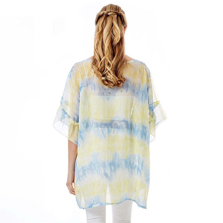 Yellow Tie Dye Cover Up Poncho, When you're not feeling your outfit, it's easy than you think to change it up with this trendy classic poncho. This cover up drapes over your favorite tanks, tees, and more for added flair, and the Tie Dye print add playful movement to your look.