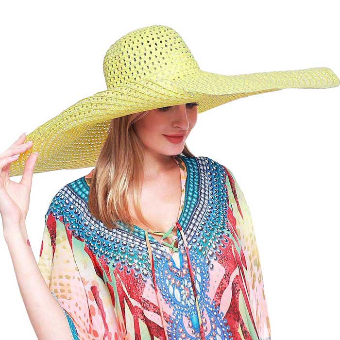 Yellow Trendy Solid Straw Sun Hat, adds a great accent to your wardrobe, This elegant, timeless & classic Hat looks cool & fashionable. Perfect for that bad hair day, or simply casual everyday wear; Great gift for that fashionable on-trend friend. Perfect Gift Birthday, Holiday, Anniversary, Valentine's Day.