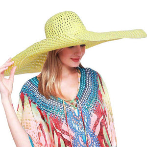 Yellow Trendy Solid Straw Sun Hat, adds a great accent to your wardrobe, This elegant, timeless & classic Hat looks cool & fashionable. Perfect for that bad hair day, or simply casual everyday wear; Great gift for that fashionable on-trend friend. Perfect Gift Birthday, Holiday, Anniversary, Valentine's Day.