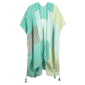 Green Beach, Poolside chic made easy with this lightweight Gingham Check Cover Up featuring relaxed silhouette, great over your swimsuit or wear over your favorite blouse & slacks, Perfect Birthday Gift, Anniversary Gift, Mother's Day Gift, Lightweight Cover-up, Fun Beachwear, Gingham Check Kimono, Gingham Check Beachwear