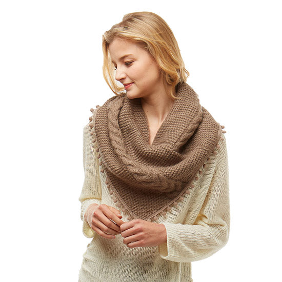 Taupe pom pom tube scarf, Taupe triangle pom pom scarf, Cozy Pom Pom Tube Scarf Triangle Pom Pom Scarf Pom Pom Soft Knit Wrap, delicate, warm, on trend, fabulous adds pop of color to any cold-weather ensemble, soft, warm, pom pom scarf falls right into wintry season, keeping you cozy & toasty. Perfect Gift, Christmas, Birthday, Anniversary, Valentine's Day, Mom, Wife, BFF